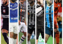 Montagem de fotos apresenta os jogadores Memphis, Gabigol, Cano, Hulk, Vegetti, Braithwaite e Lucas Arcanjo
