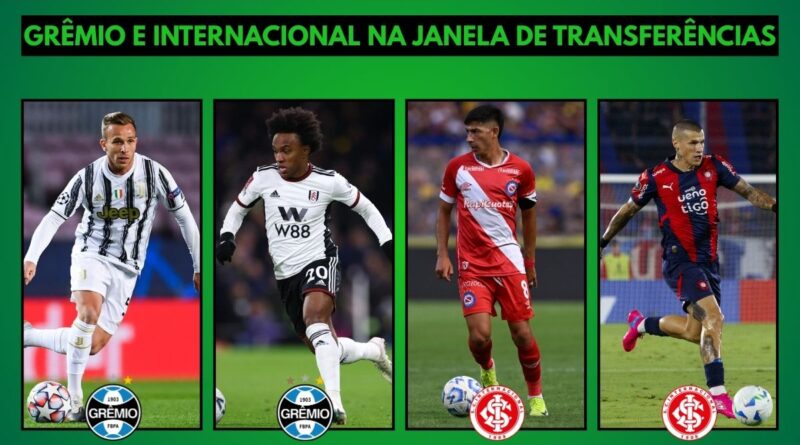 A janela de transferências e Grêmio e Internacional tem as chegadas de Arthur, Willian, Rodíguez e Benítez