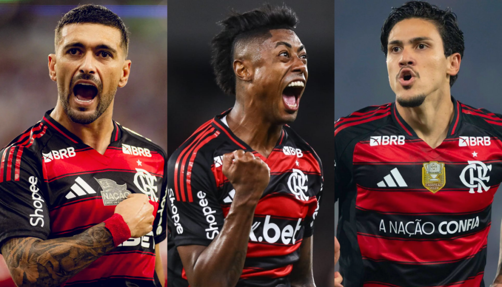 Descubra quem é a maior vítima de Arrascaeta, Bruno Henrique e Pedro, do Flamengo